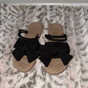 Black strappy bow sandals